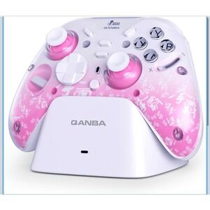 Qanba Phantom Wireless Game Controller Pink White Charging Dock HYL1-RP NWOB